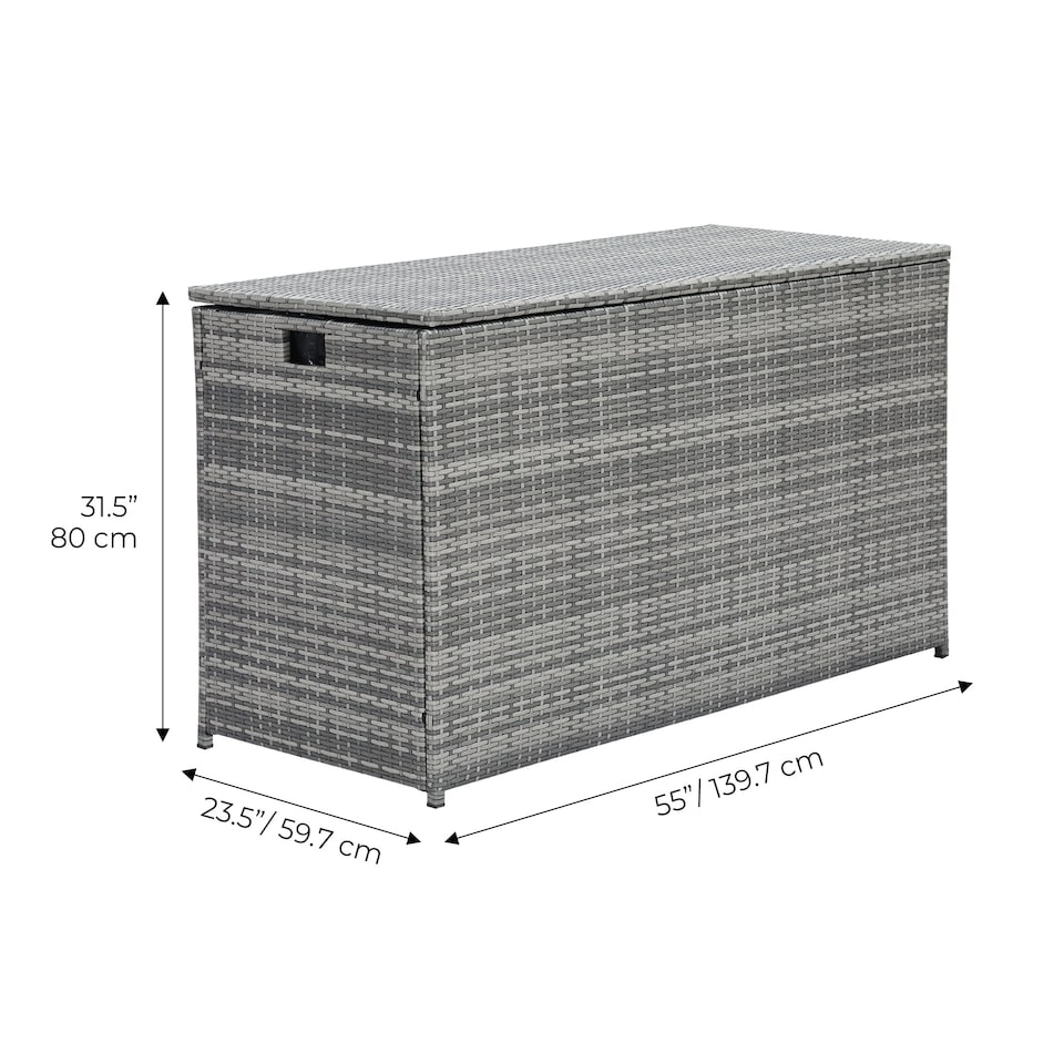 image 1 of Teamson Home Outdoor Garden Storage Box X-Large 700L Grey Wicker Rattan