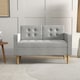 image 2 of HOMCOM Modern 2 Seater Sofa with Hidden Storage, 117cm Tufted Cotton Couch with Wood Legs, Compact Loveseat for Living Room, Kitchen, Light Grey