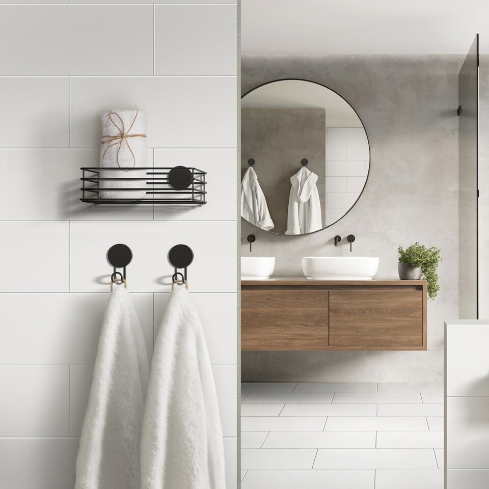 image 1 of BESLAGSBODEN Black Self Adhesive Bathroom Towel Hook