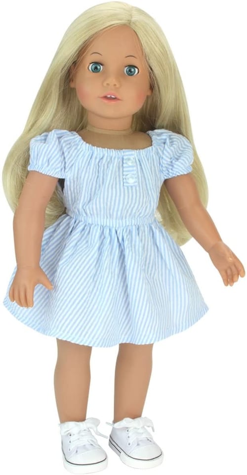 image 1 of Sophia's by Teamson Kids White Canvas Sneaker Shoes with Laces for 18in Dolls