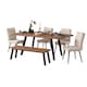 image 3 of 6-Piece Dining Set, Expandable Dining Table with 4 Beige Padded Chairs+Bench