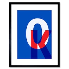 OK Letters Modern Blue Red Bold 9x7" Black Framed Wall Art Print