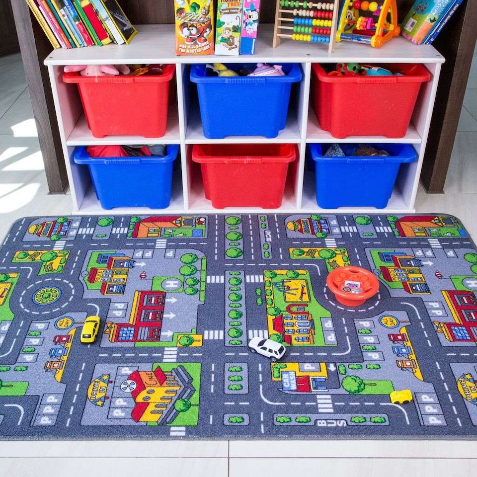 image 1 of KUKOON Play Town Village Roads Kids Rug 80cm x 120cm
