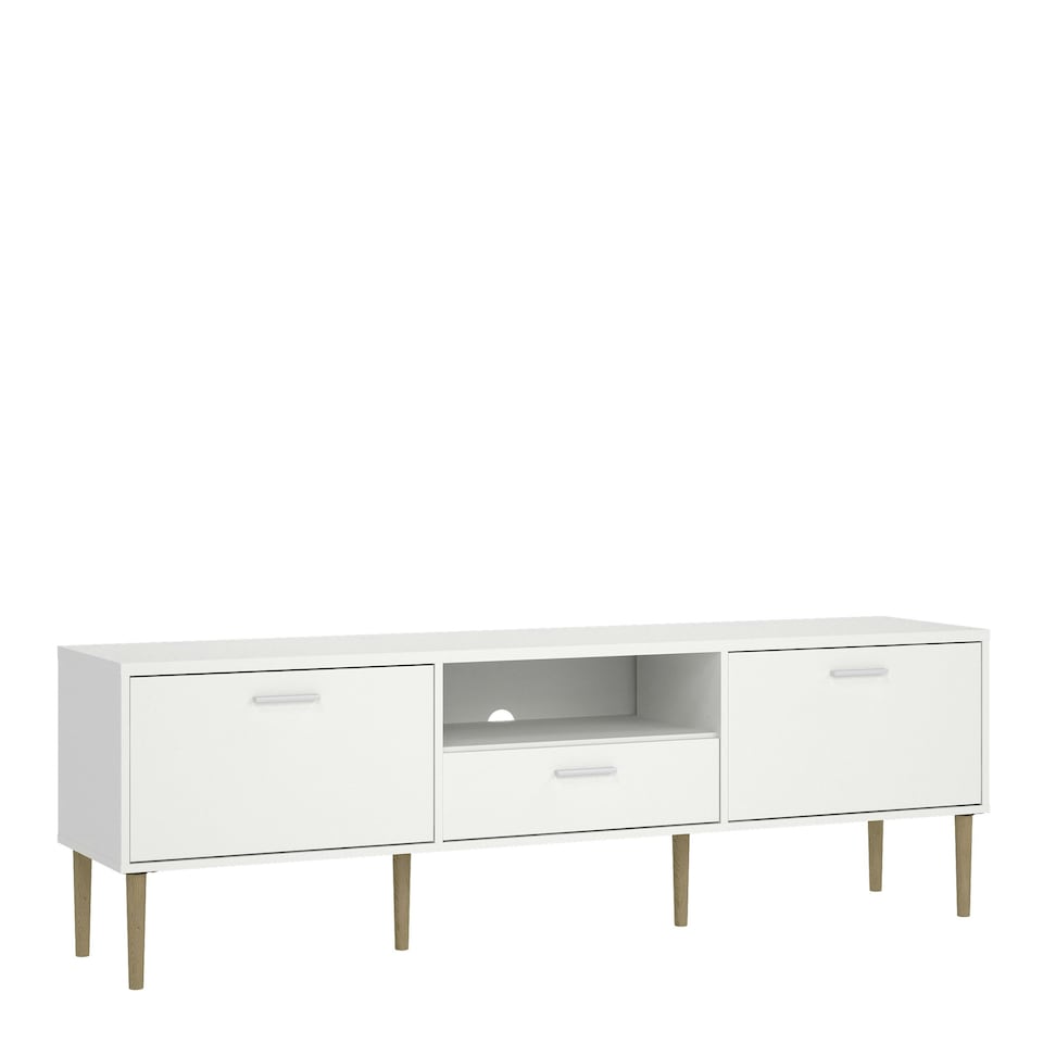 image 1 of Media TV Unit with 2 Doors 1 Drawer in White