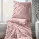 image 2 of Catherine Lansfield Cosy Diamond Faux Fur Soft Blanket Throw | Pink | Blush Pink