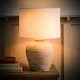 image 2 of ValueLights Reid Linen Drum Lamp Shade Stone Grey Ribbed Ceramic Large Table Lamp | Grey