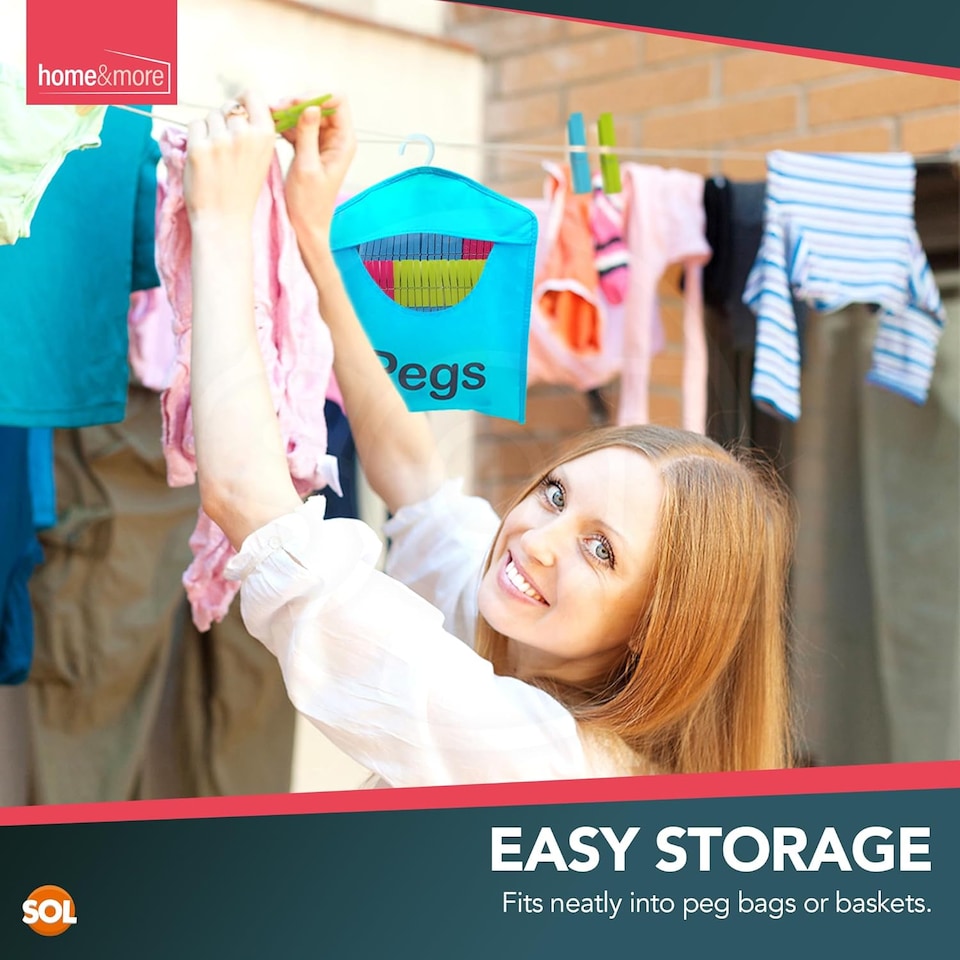 image 1 of 46pk Plastic Clothes Pegs – Extra Strong Water-Resistant Laundry Clips in Assorted Colours, Gentle on Fabric with Secure Hold in Windy Conditions