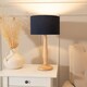 image 3 of ValueLights Victoria Light Wood Table Lamp Navy Shade and Bulb