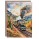 image 1 of Greeting Card Locomotive Train Passing Through Autumn Forest Good Luck