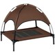 image 6 of PawHut 76cm Elevated Dog Bed Cooling Raised Pet Cot UV Protection Canopy Brown