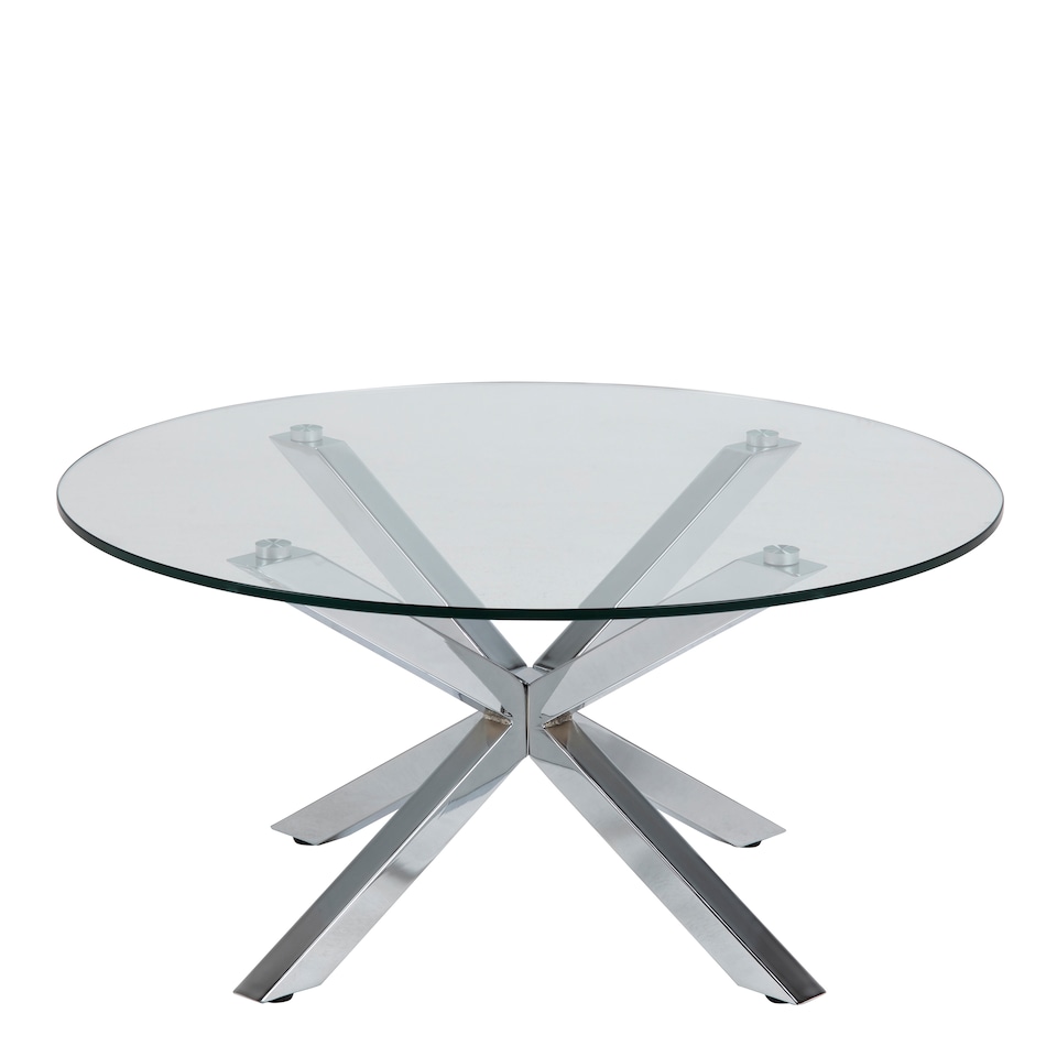 image 1 of Heaven Round Coffee Table with Glass Top and Chrome Legs