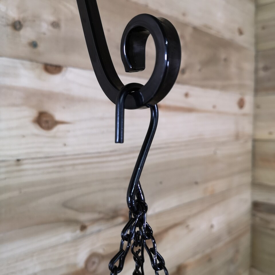 image 1 of Tom Chambers Black Lattice Metal Garden Patio Flower Wall Hanging Basket with WaterSave Coco Fibre Liner 35cm - Without Bracket | Black | Black