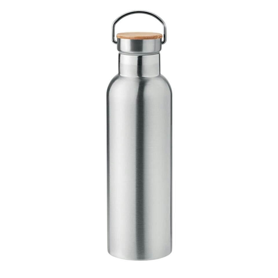 image 1 of MidOcean Helsinki Medium Bamboo 750ml Flask - Matt Silver - One Size Multi | One Size