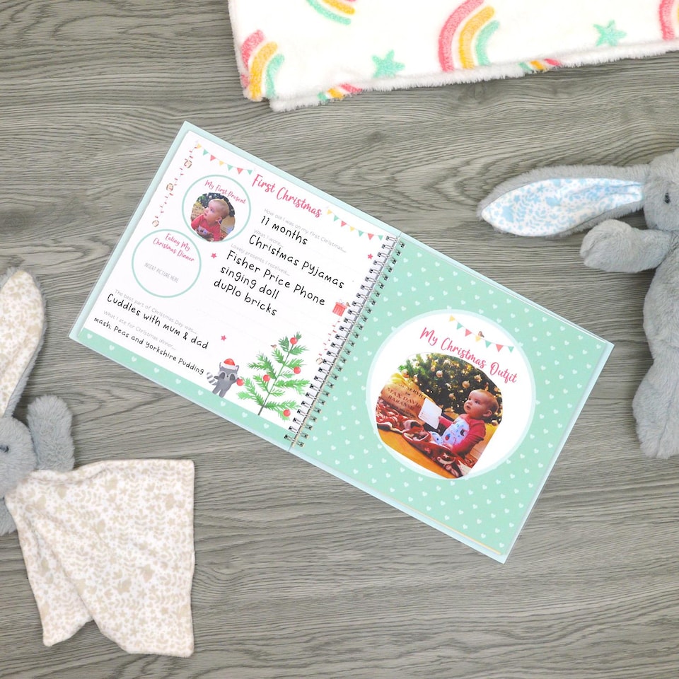 image 1 of Baby Keepsake Journal Milestone Memory Record Book Photo Album Newborn Christening Gift
