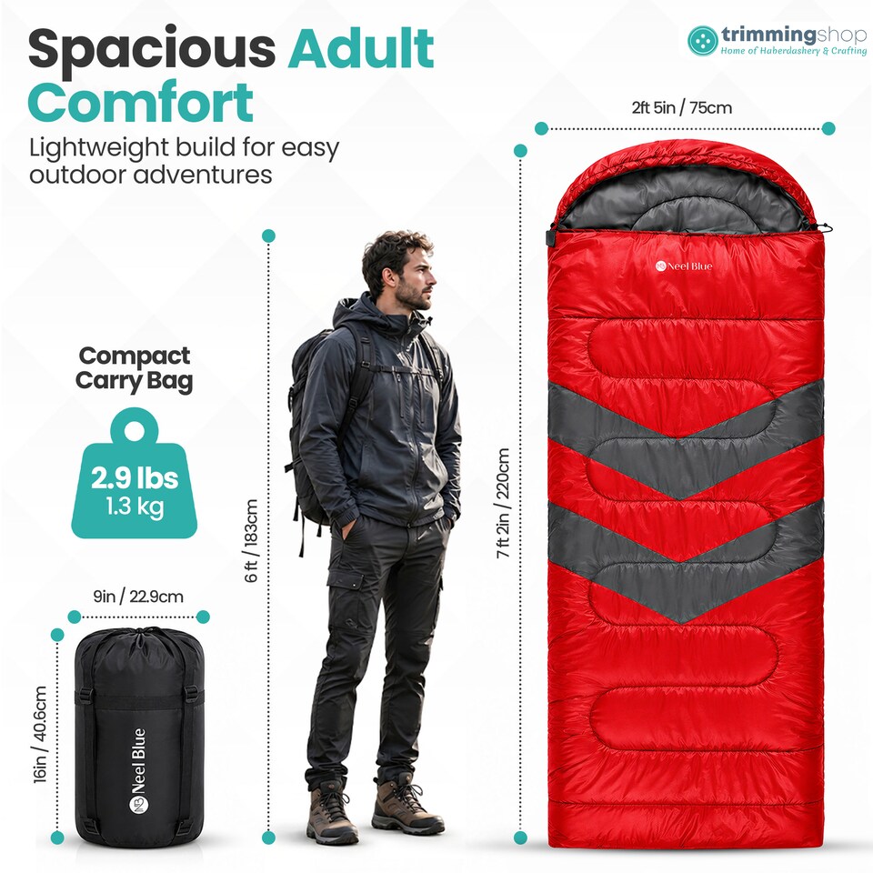 image 1 of 4 Season Waterproof Backpacking Sleeping Bag for Single Adults - 6ft
