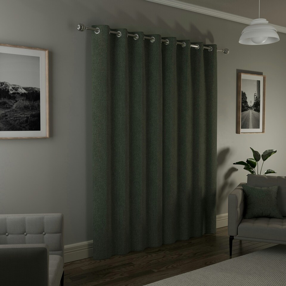 image 1 of Austin Green Blackout Curtains 66 x 90 inch (168 x 229 cm) 100% Blackout Eyelet Thermal Noise Reducing Curtains for Bedroom and Living Room
