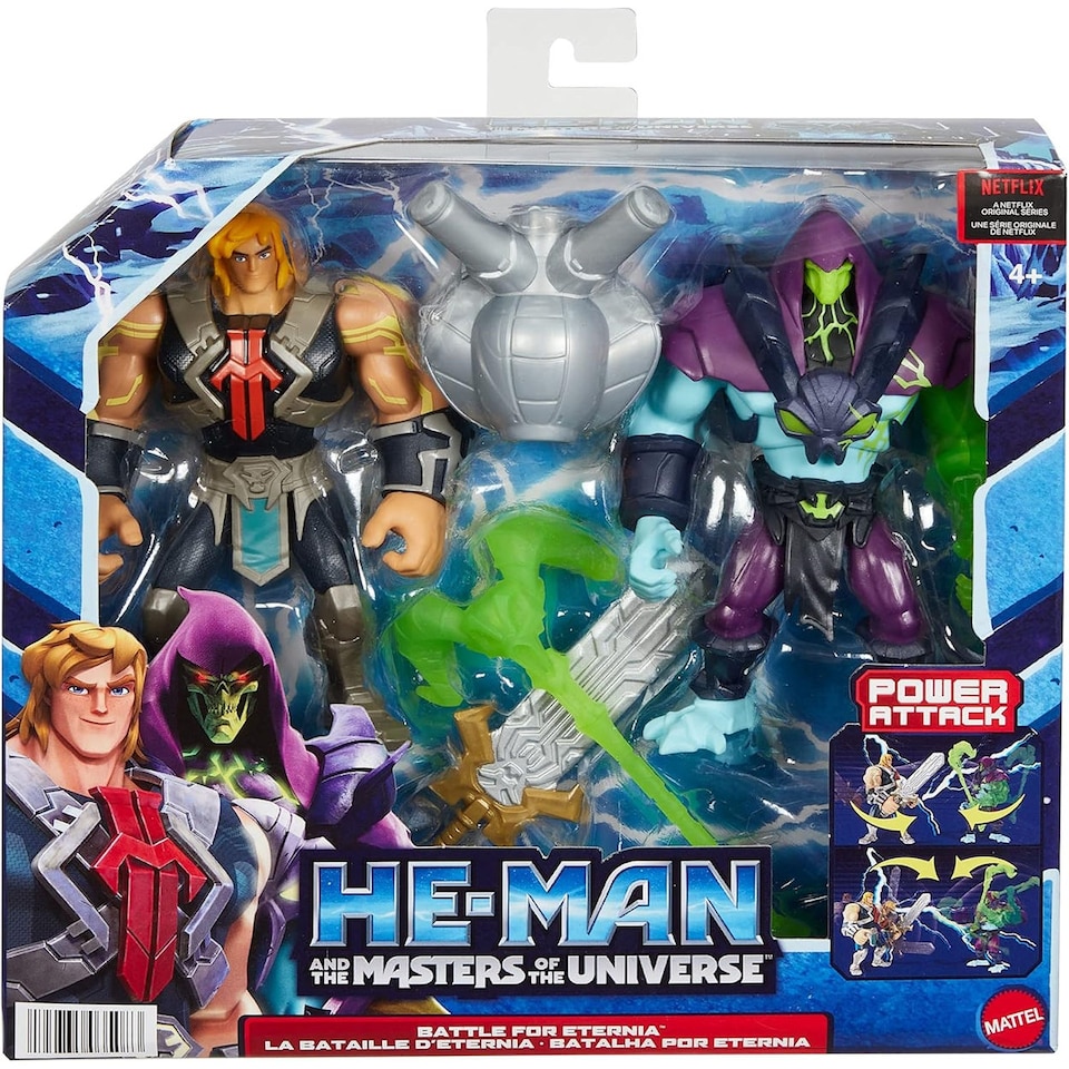 image 1 of He-Man Battle For Eternia Action Figure 2 Pack | Masters of the Universe Collectible MOTU Figures with Weapons & Display Nameplates