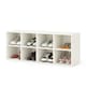 image 1 of COSTWAY 8 Grid Shoe Bench 2 in 1 Shoe Organizer Storage White White