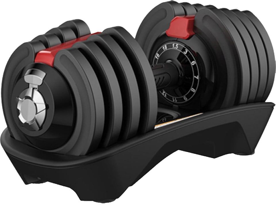 image 1 of Strongology ELEMENT18 Home Fitness Black and Red Adjustable Smart Dumbbell from 1.5kg up to 18kg Training Weights