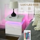 image 4 of HOMCOM High Gloss Bedside Table with LED Light and 2 Drawers, White