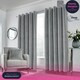 image 1 of Luxury Enhanced Living Grey Velvet, Supersoft, Blackout, Thermal Pair of Curtains with Eyelet Top - 90 x 90 inch (229x229cm) | Grey | Grey | 2