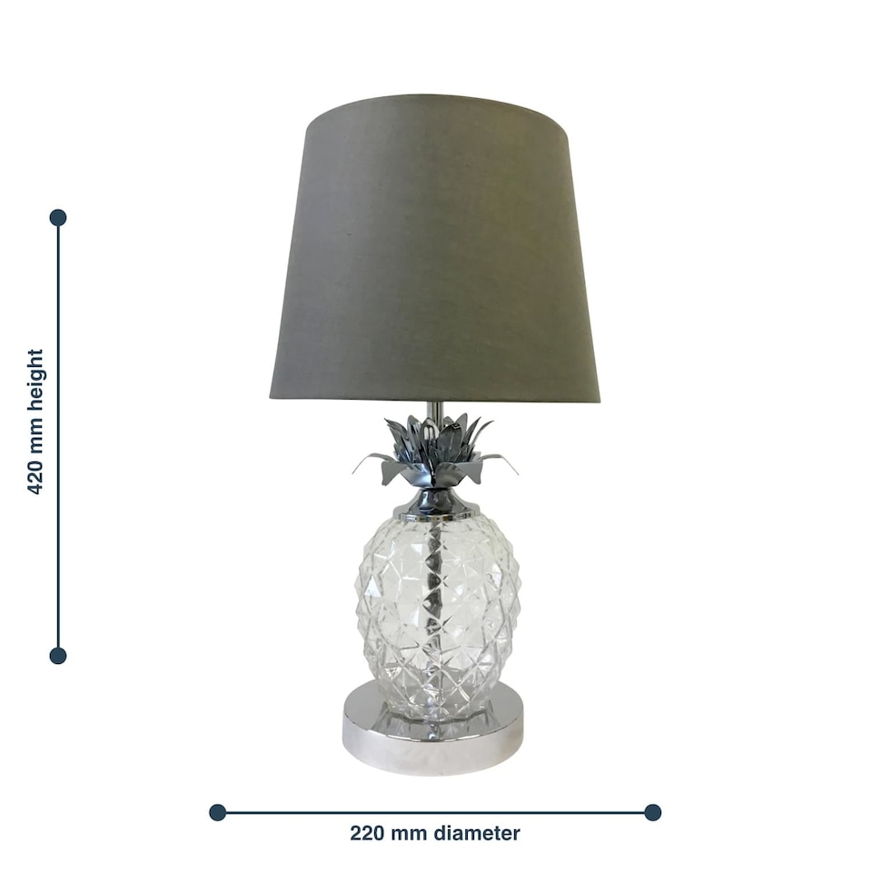 image 1 of Pair of Chrome Pineapple Touch Lamps with Grey Shades | Chrome | Grey | Large | 2