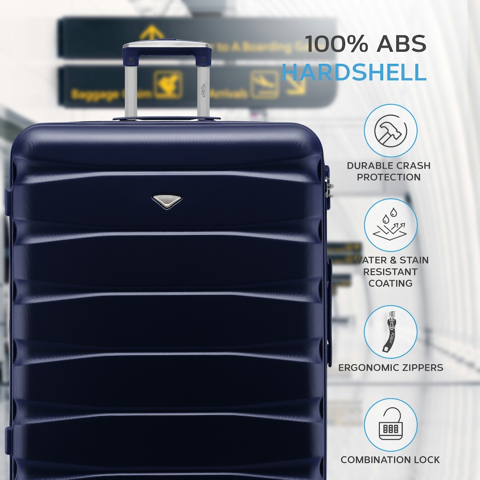 image 1 of Flight Knight 29" Extra Large Suitcase – 20kg Capacity Hard Shell Check-In Luggage with 4 Wheels  100+ Airlines Approved: Ryanair, EasyJet, Jet2, Wizz Air, BA Blue | Navy | Large
