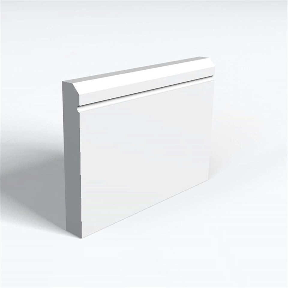 Pack of 15 (Total 15 Units) - MR MDF Primed Chamfered 1 Drip Skirting Board & Rebate - 18mm(T) x 94mm(H) x 4200mm(L)