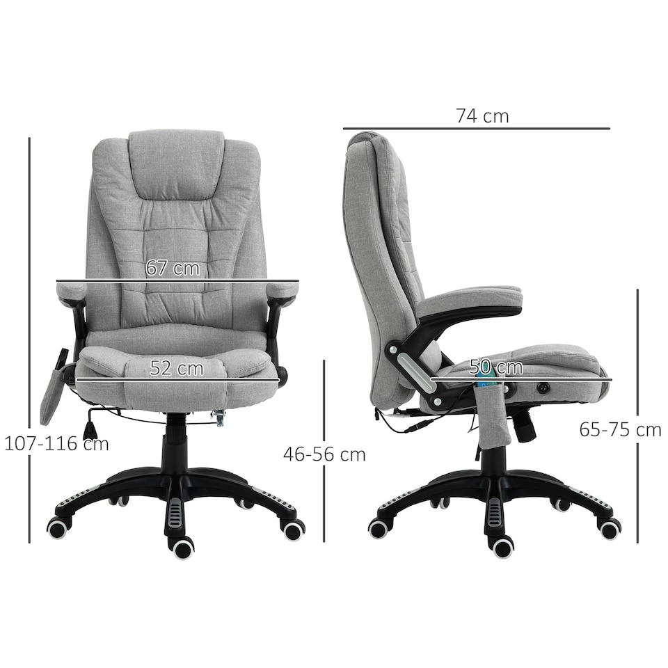 image 1 of Vinsetto Office Chair w/ Heating 6-Point Massage Relaxing Reclining Grey