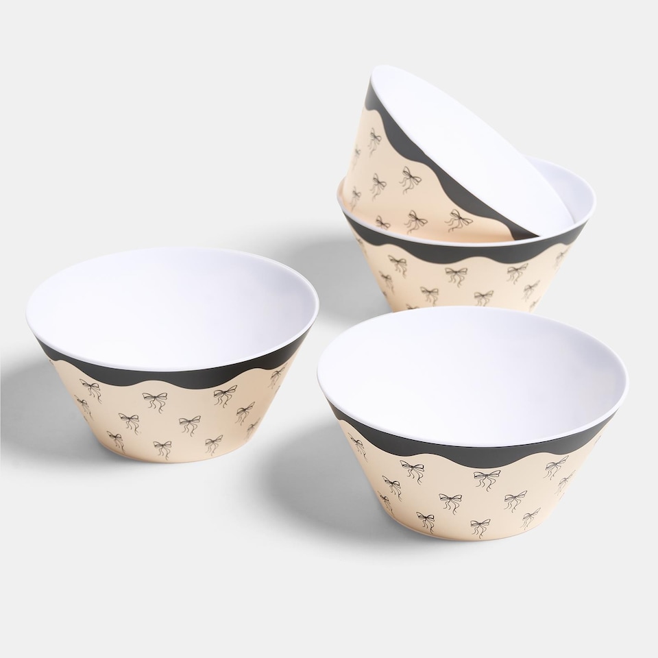 image 1 of OHS Summer Print Plastic Picnic Bowls Set of 4 Lightweight Outdoor