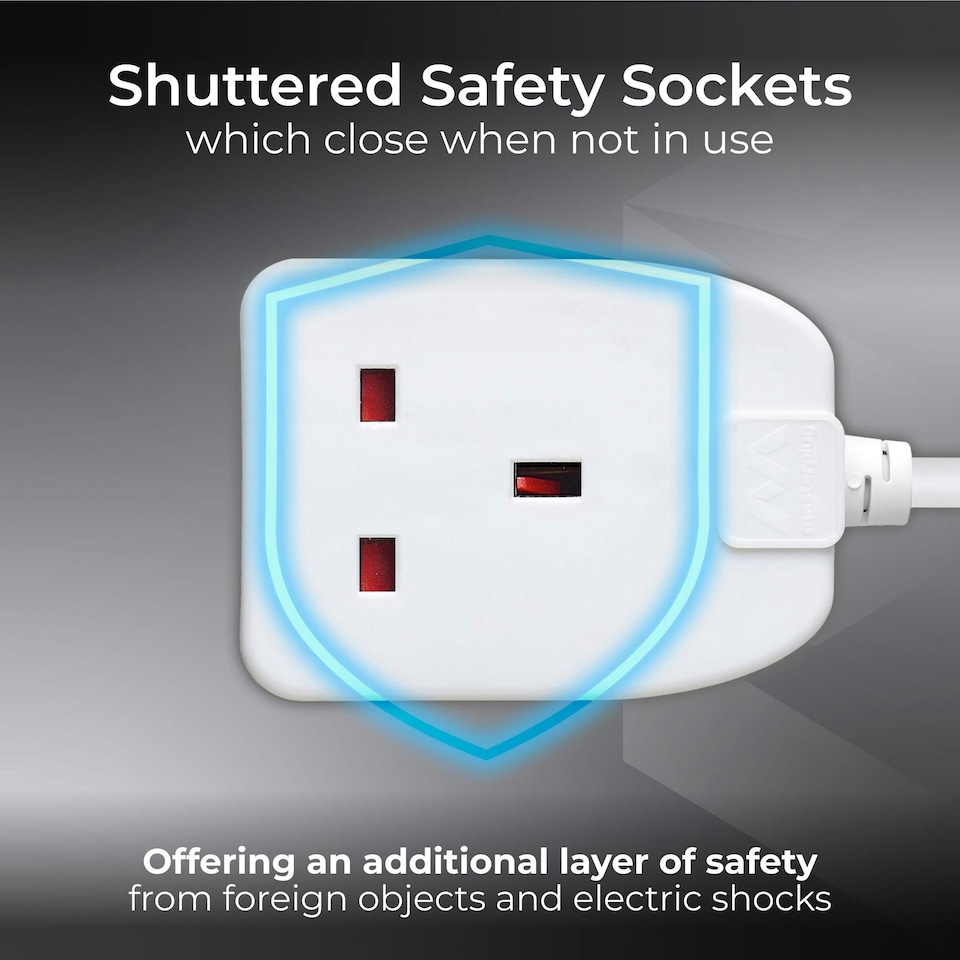 image 1 of Masterplug Single Socket Extension Lead with 5m Cable 13A White