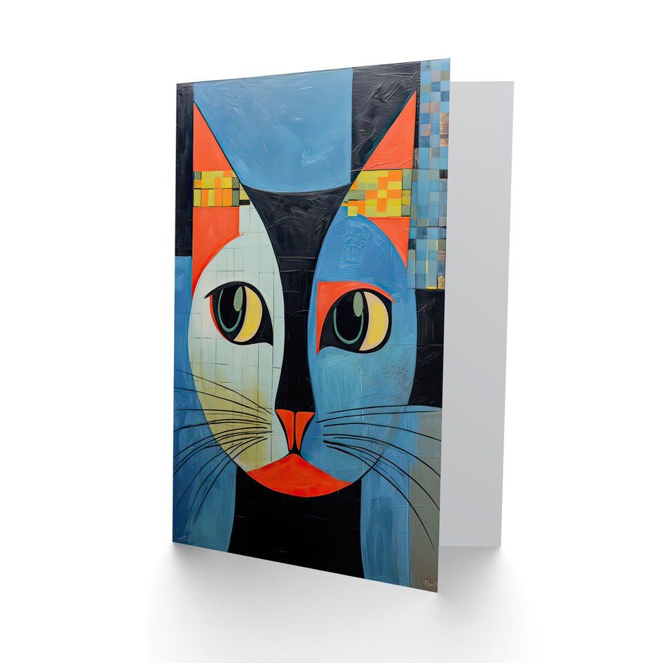 image 1 of Cat Lovers Mosaic Tile Thinking of You Get Well Soon Greeting Card