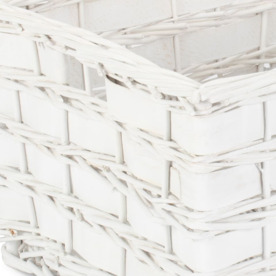 image 1 of Unlined Medium White Scandi Storage Basket | White | White