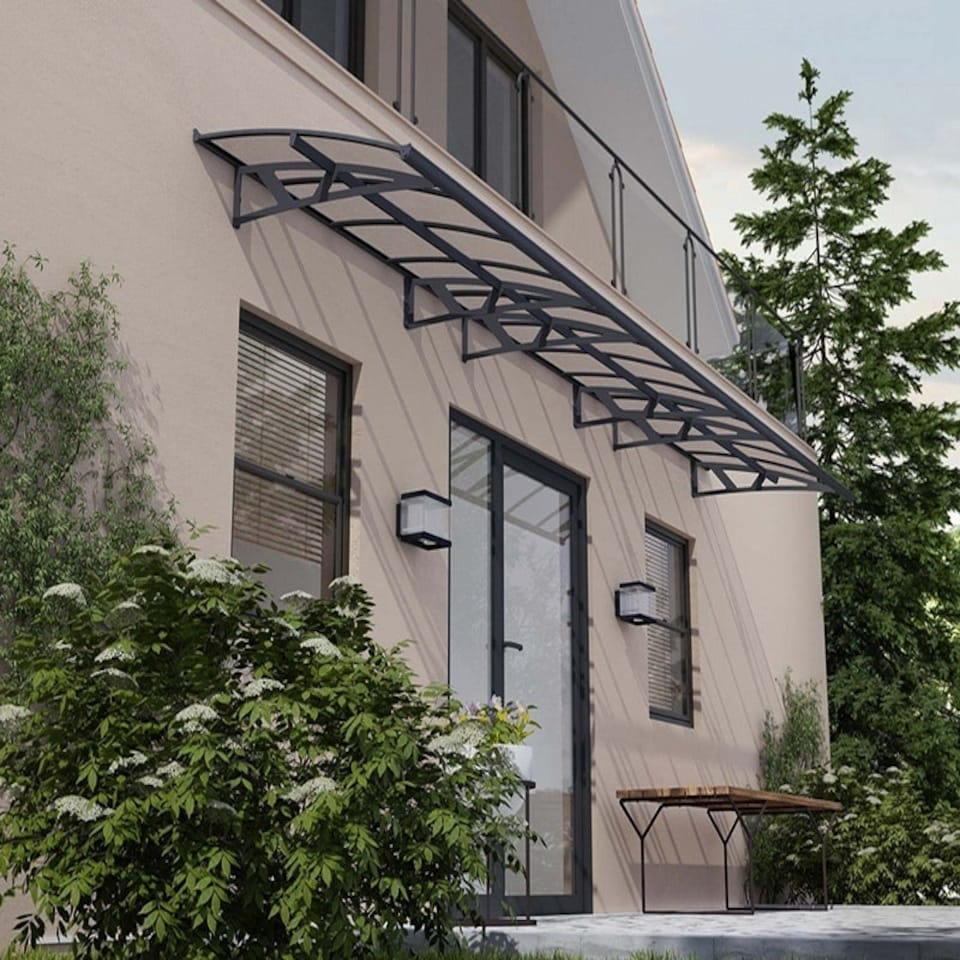 image 1 of Patio Cover Amsterdam Door Awning Canopy 6690 Clear - Acrylic - L670.5 x W139 x H33 cm - Grey Grey