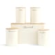 image 4 of 5pc Cream Bamboo Lid Kitchen Canister Set Bread Biscuits Tea Sugar Coffee