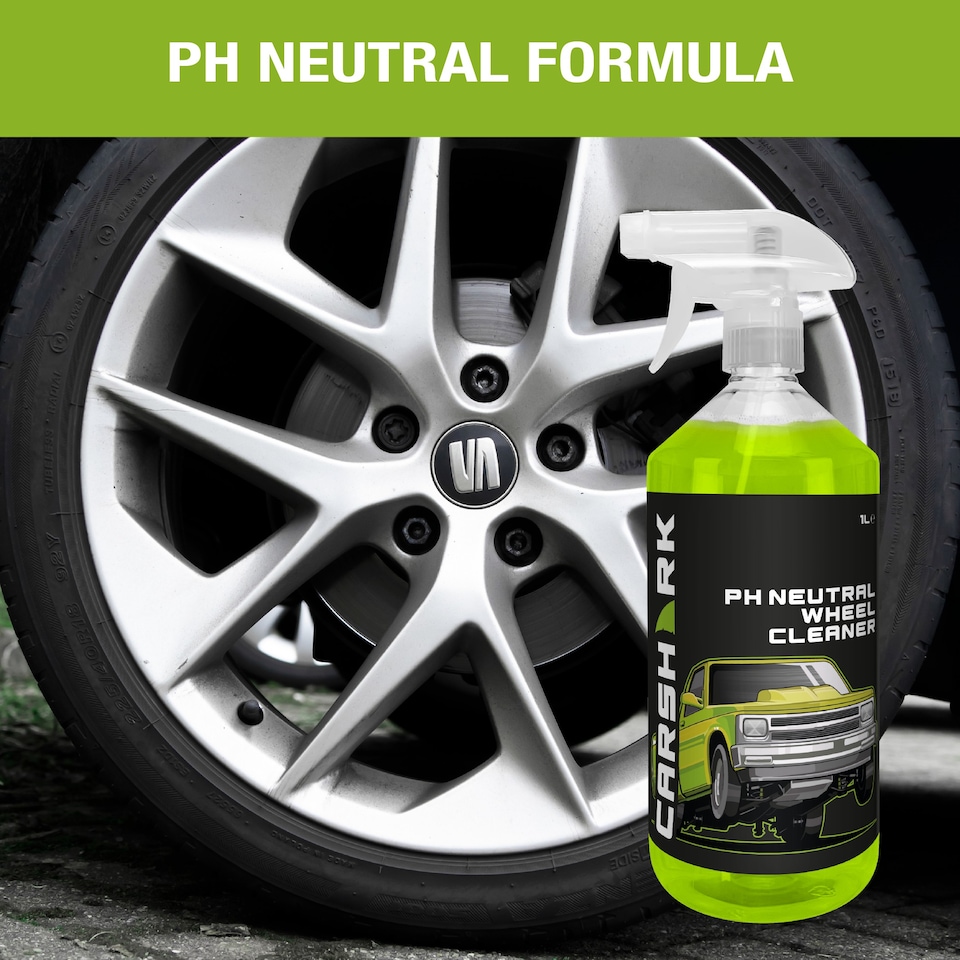 image 1 of CARSHARK pH Neutral Wheel Cleaner 1L + Black Wheel Brush - Effective Cleaning for All Wheels