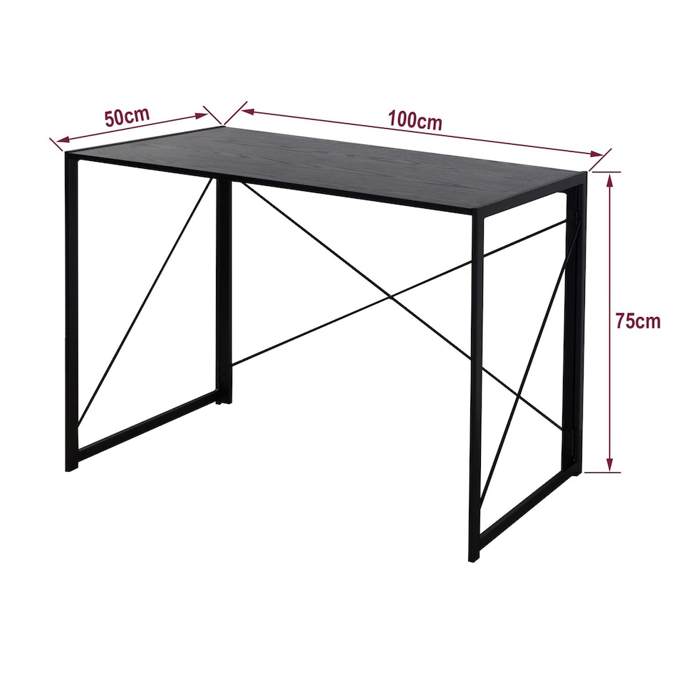 image 1 of House of Home Wooden Folding Office Desk Foldable Computer and Study Table Ideal for Laptops Black | Black