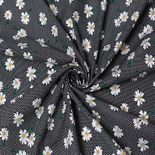 Black Printed Polycotton Fabric for Dressmaking, 112.5cm / 44" Wide - per metre