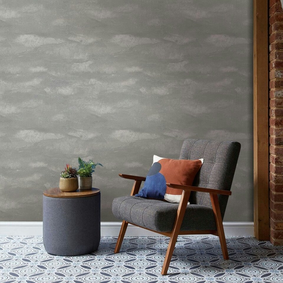 image 1 of Limetree Sherwood Plain Vinyl Textured Wallpaper - Mink/Silver - 10m x 53cm | Brown