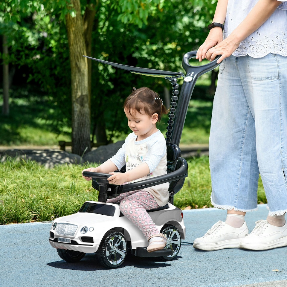 image 1 of AIYAPLAY Bentley Bentayga Licensed Baby Push Car w/ Under Seat Storage - White