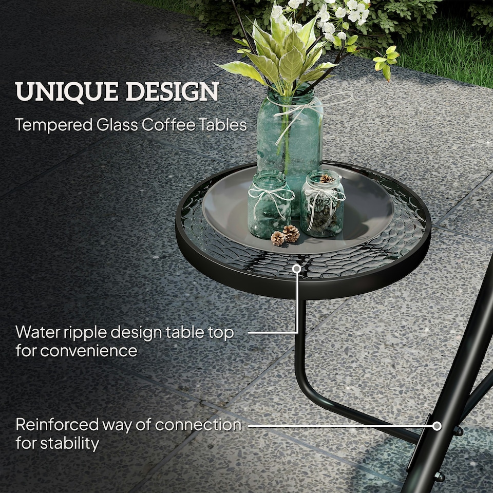 image 1 of Outsunny 3-Seater Swing Seat w/Canopy & Coffee Table, Dark Grey Grey | Dark Grey