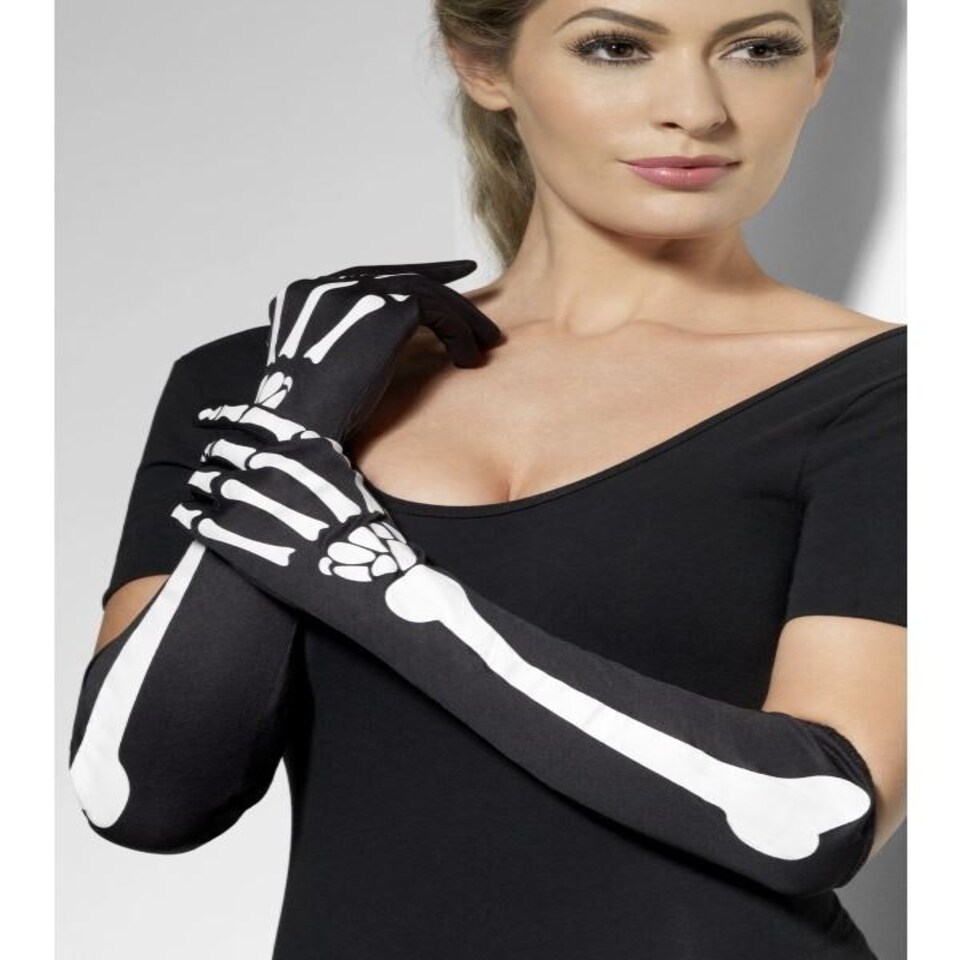 Skeleton Gloves - Black - Long - 28416
