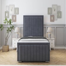 Sloomy Richmond Steel Plush Bed Frame With Mattress With 50" Upholstered Headboard 4'6 Double