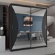 image 2 of Modern Curved Mirror Sliding Door Wardrobe with Silver Handles - Black 150cm