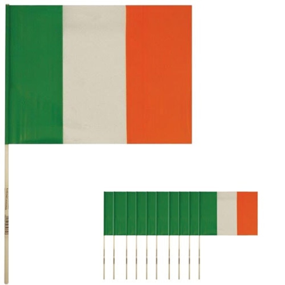Ireland Hand-Held Plastic Flags 39cm - Pack of 12