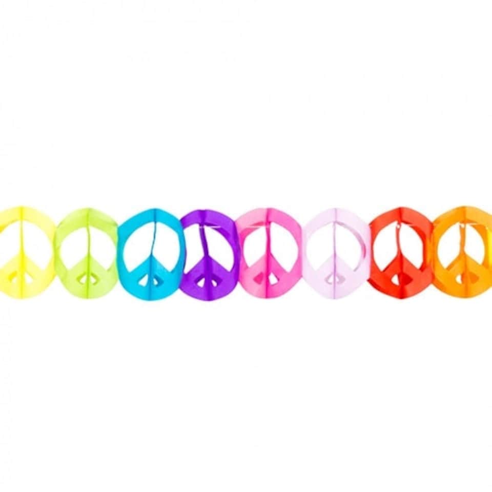 Multicoloured Peace Paper Garland Decoration 4m