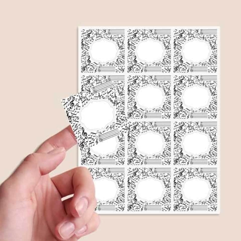 image 1 of Music Design 65mm Square Sticker sheet of 12