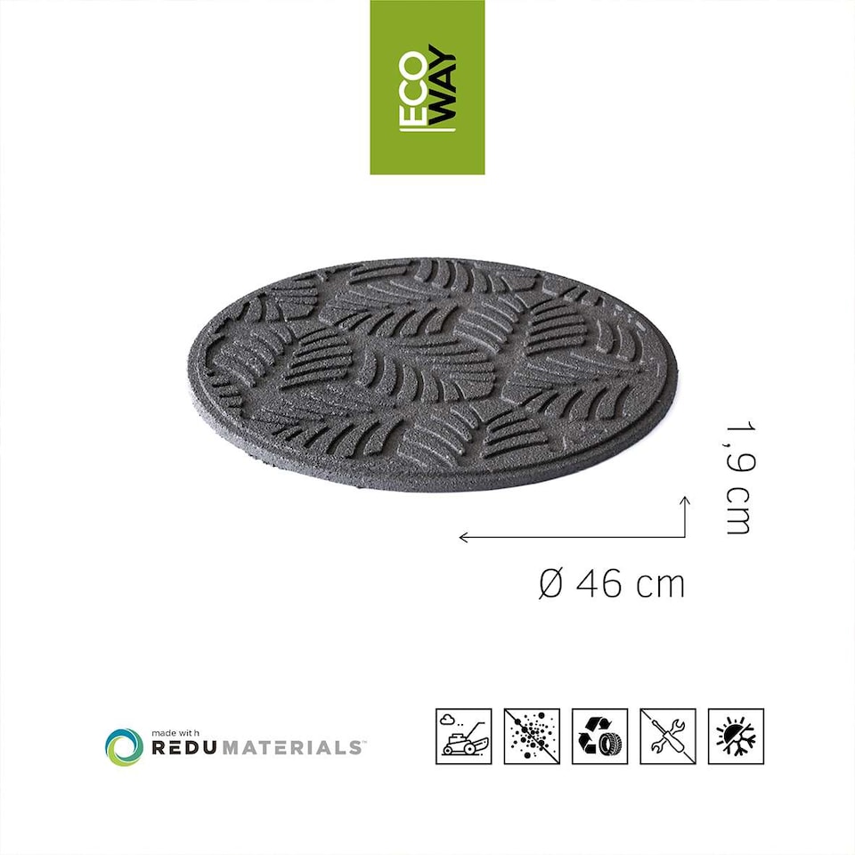 image 1 of Stepping Stones Rubber Path Walkway Stone Geo Leaves Design - Grey - Pack of 4 | Grey | Grey | Pack of 4