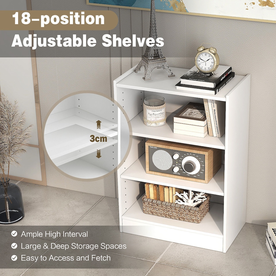 image 1 of COSTWAY 3 Tier Bookcase Floor Standing Open Bookshelf Bedroom Modern Display Cabinet