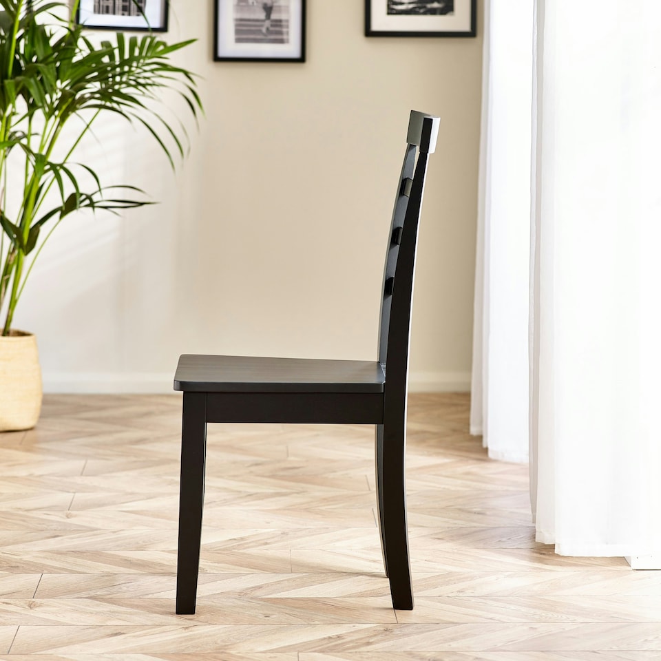 image 1 of Furniturebox Whitby 2x Solid Black Wood Dining Chairs